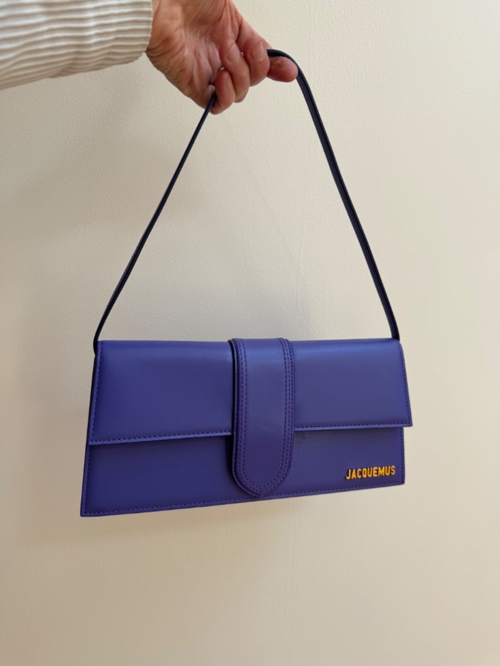 Jacquemus Purple Leather Long Bambino Leather Bag with Dustbag
